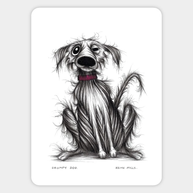 Grumpy dog Sticker by Keith Mills